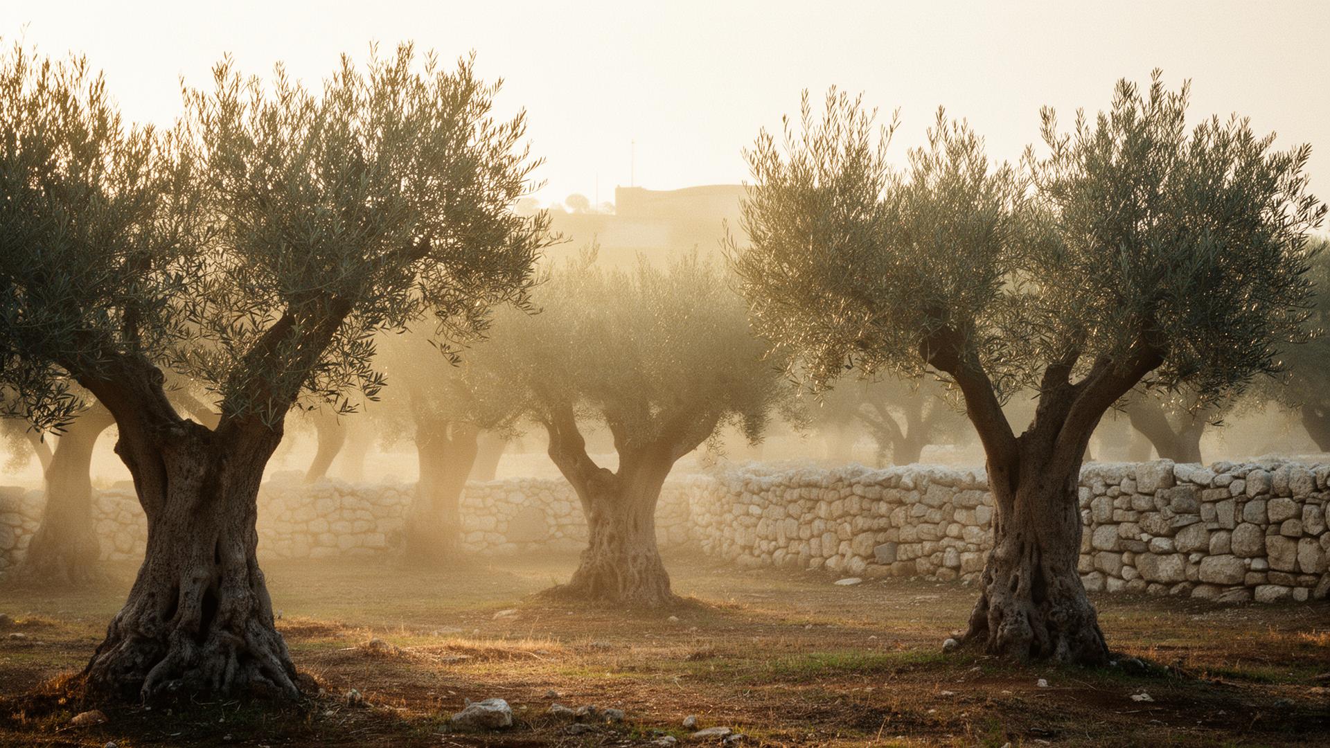 Olive grove at dawn in Puglia